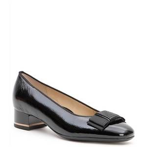 NEW ARA women garnet crinkle patent leather bow pumps in black/patent